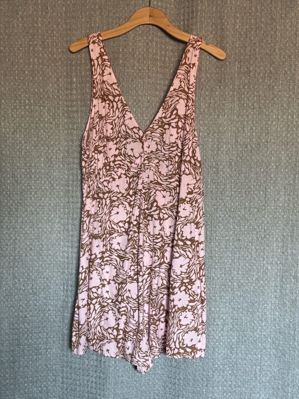 NWT RVCA Shifty Floral Romper Pink Brown XL 14 Boho Sleeveless